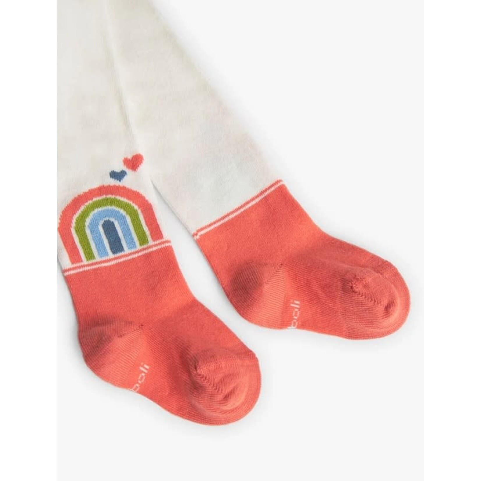 Boboli BOBOLI - Collants pour bébé blanc avec pieds corail et imprimé d'arc-en-ciel