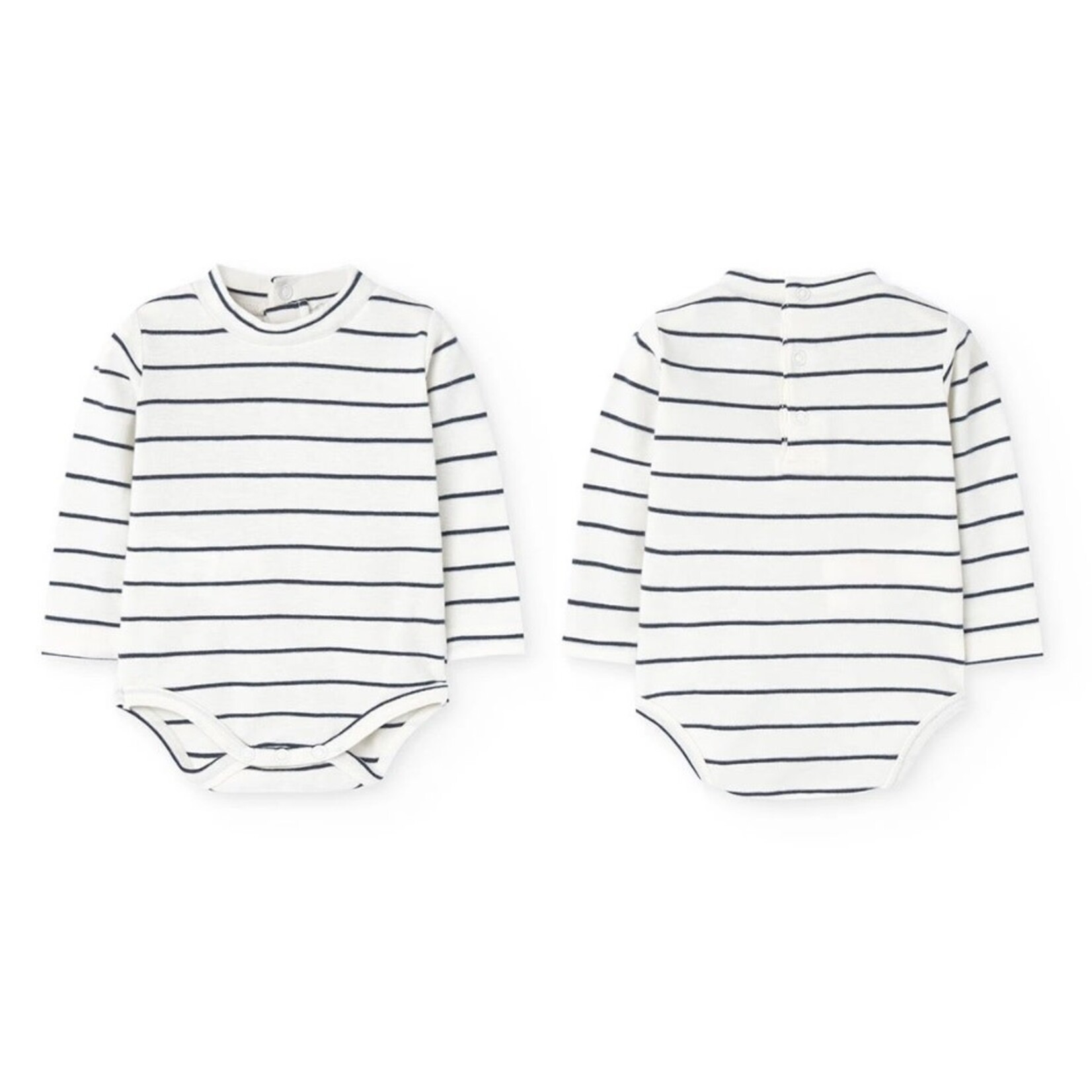 Boboli BOBOLI - 2-Piece Set - Striped Bodysuit and Grey Overall with Bear Face Applique