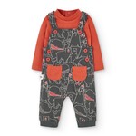 Boboli BOBOLI - 2-Piece Set - Burnt Orange Bodysuit and Gray Overalls with Arctic Friends Print