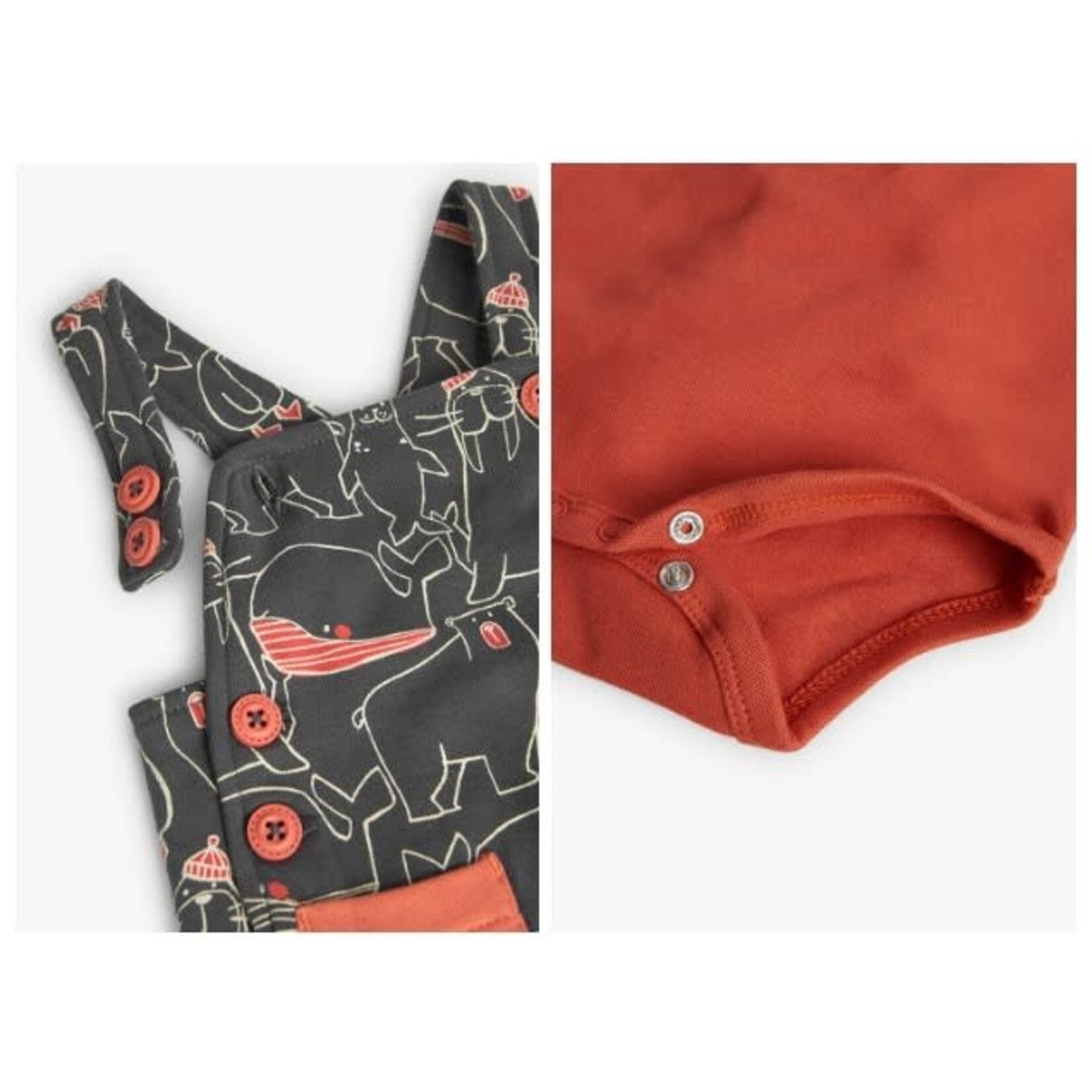 Boboli BOBOLI - 2-Piece Set - Burnt Orange Bodysuit and Gray Overalls with Arctic Friends Print