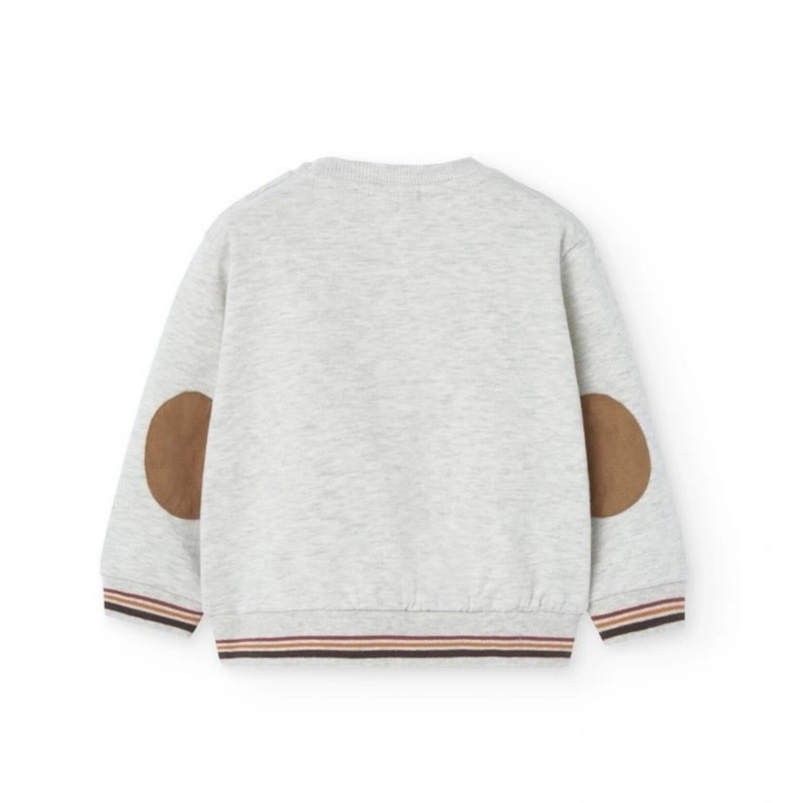 Boboli BOBOLI - Light gray heather fleece sweater with fox appliqué