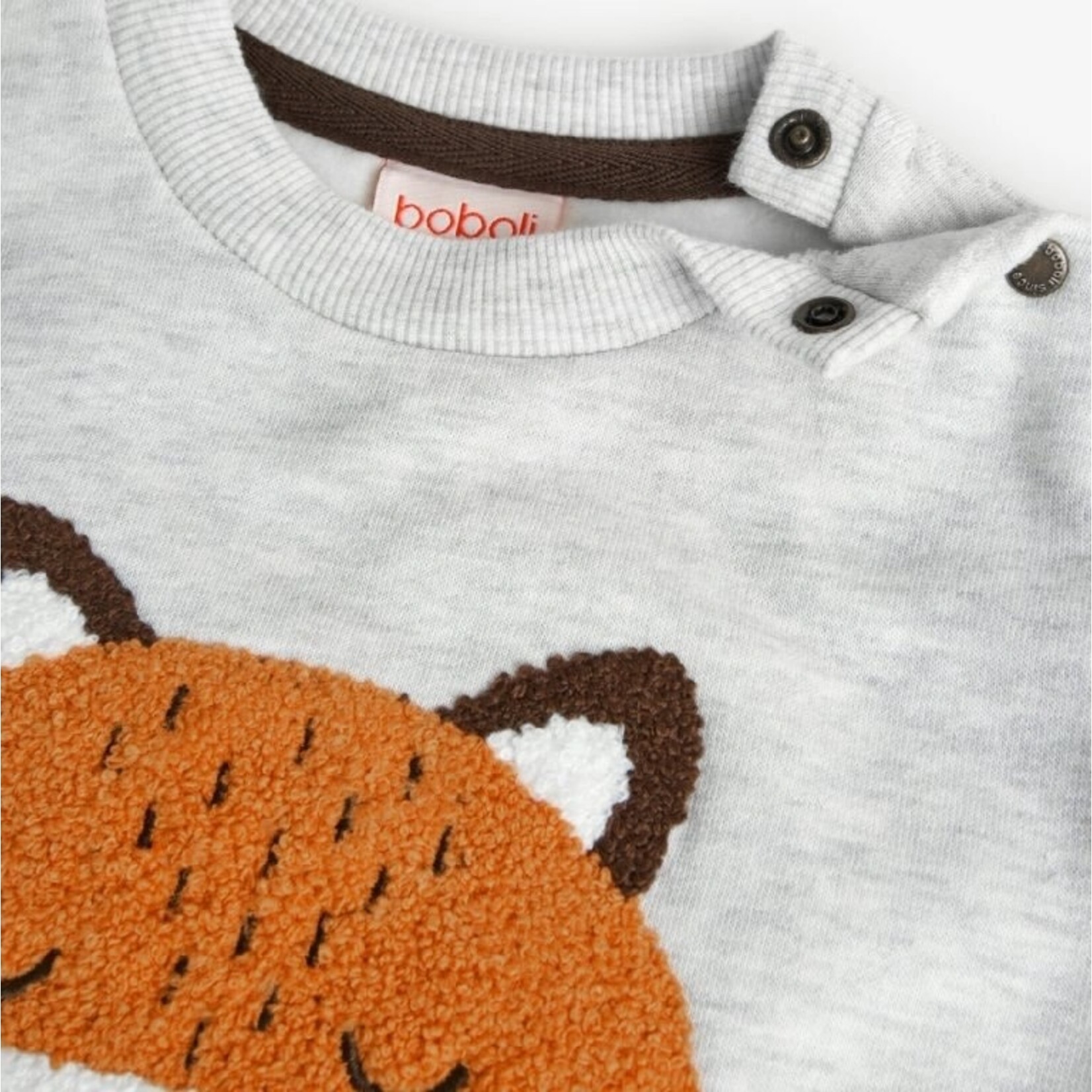 Boboli BOBOLI - Light gray heather fleece sweater with fox appliqué