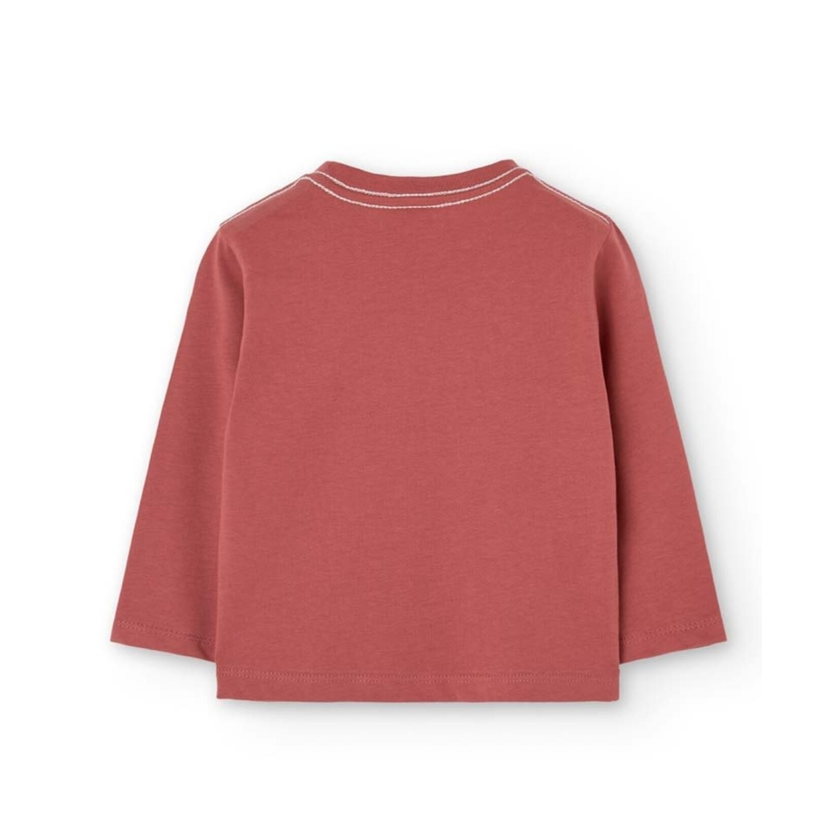 Boboli BOBOLI - Terracotta Red Long Sleeve T-Shirt with Bear Print