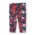 Boboli BOBOLI - Navy Fitted Soft Pants with Floral Print