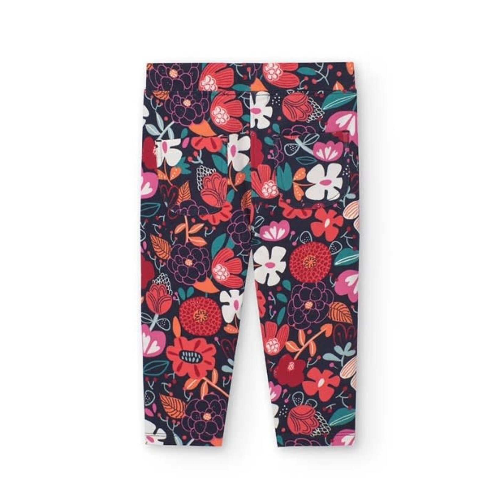 Boboli BOBOLI - Navy Fitted Soft Pants with Floral Print