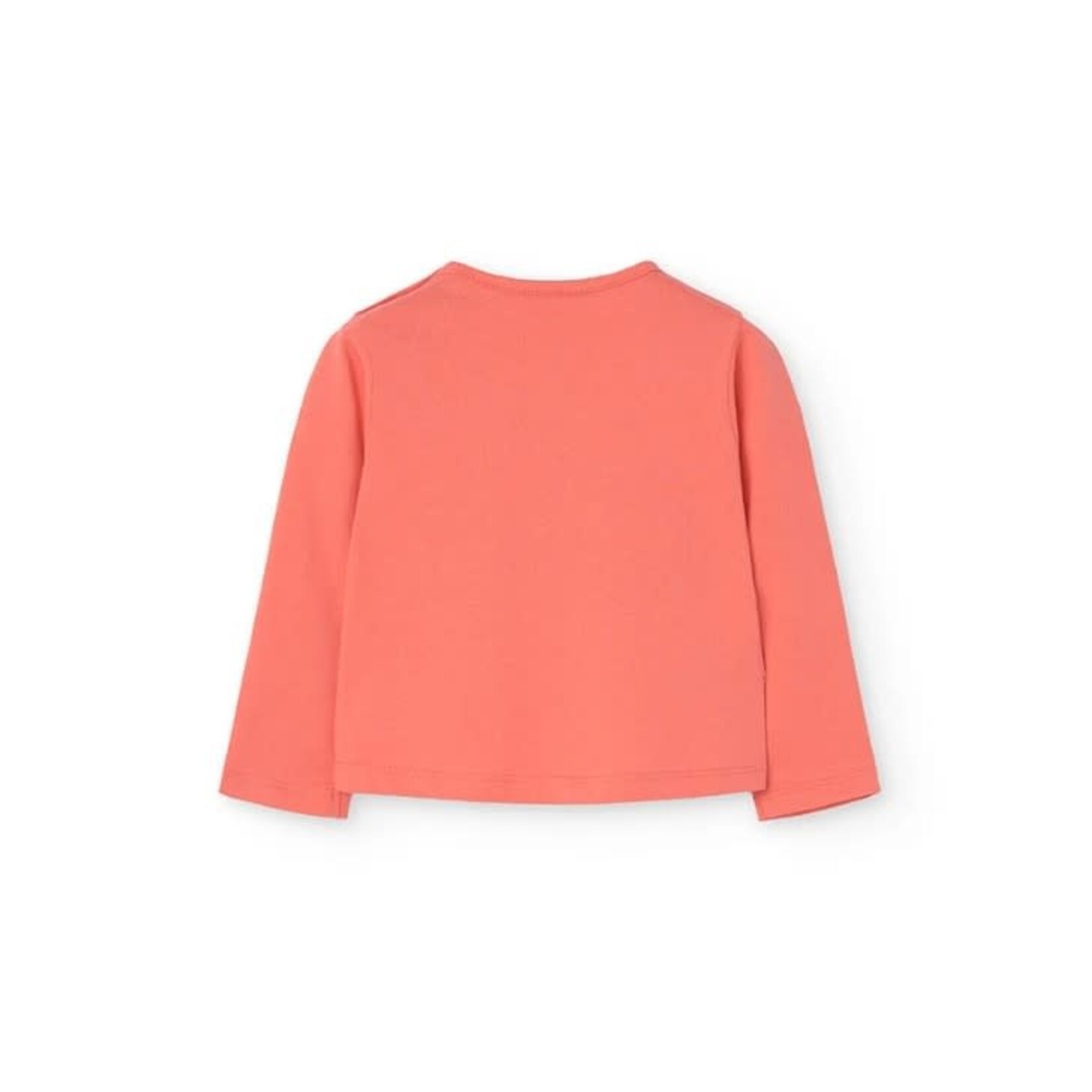 Boboli BOBOLI - Coral Long Sleeve T-Shirt with Flower Bouquet Print