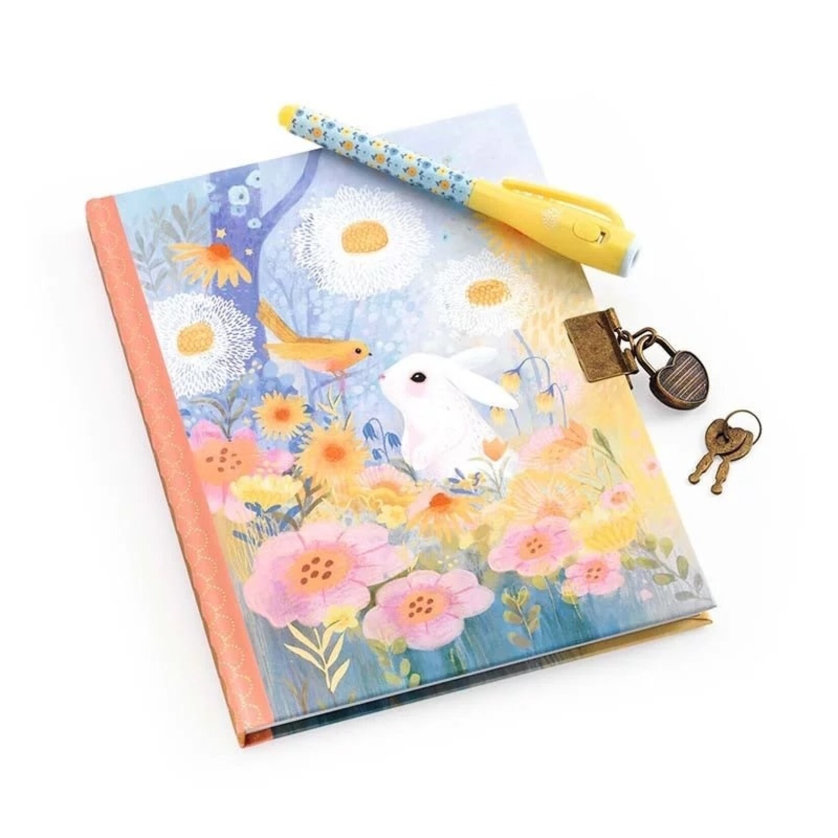 Djeco DJECO - Small Secret Diary with Rabbit, bird and Flowers Print and Magic Pen 'Kendra'