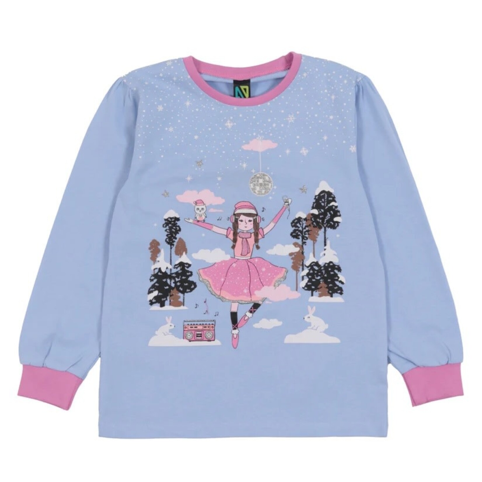 Nanö NANÖ - 2-Piece Pyjama in Light Blue and Pink with Winter Ballerina Print