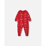 Deux par Deux DEUX PAR DEUX - Pyjama rouge une-pièce imprimé sapins de Noël en coton biologique