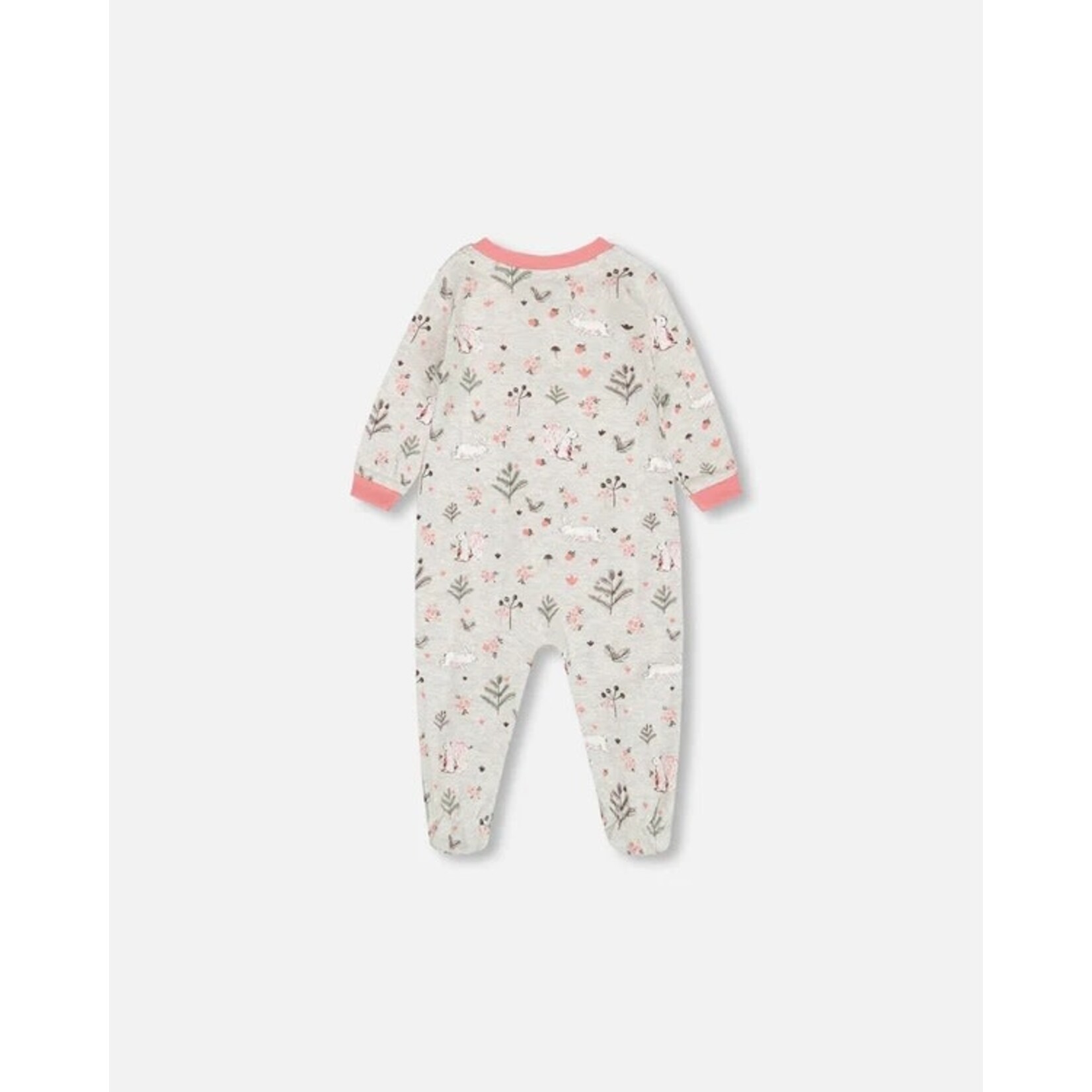 Deux par Deux DEUX PAR DEUX - Biege one-piece pyjamas with squirrel print in organic cotton