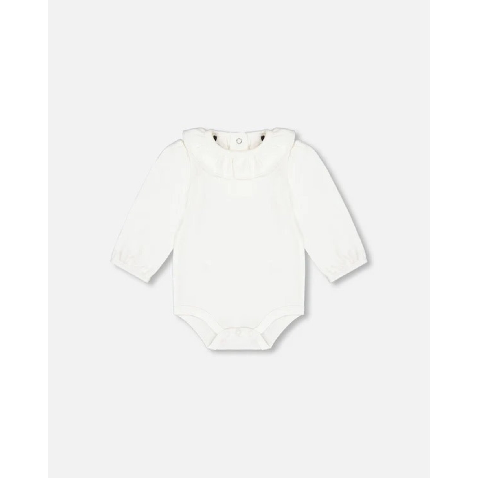 Deux par Deux DEUX PAR DEUX - Plain onesie and cream overalls set with flower print in organic cotton