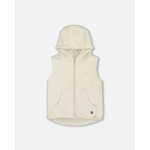 Deux par Deux DEUX PAR DEUX - Beige Faux Fur Hooded Sleeveless Vest 'Fresh Air'