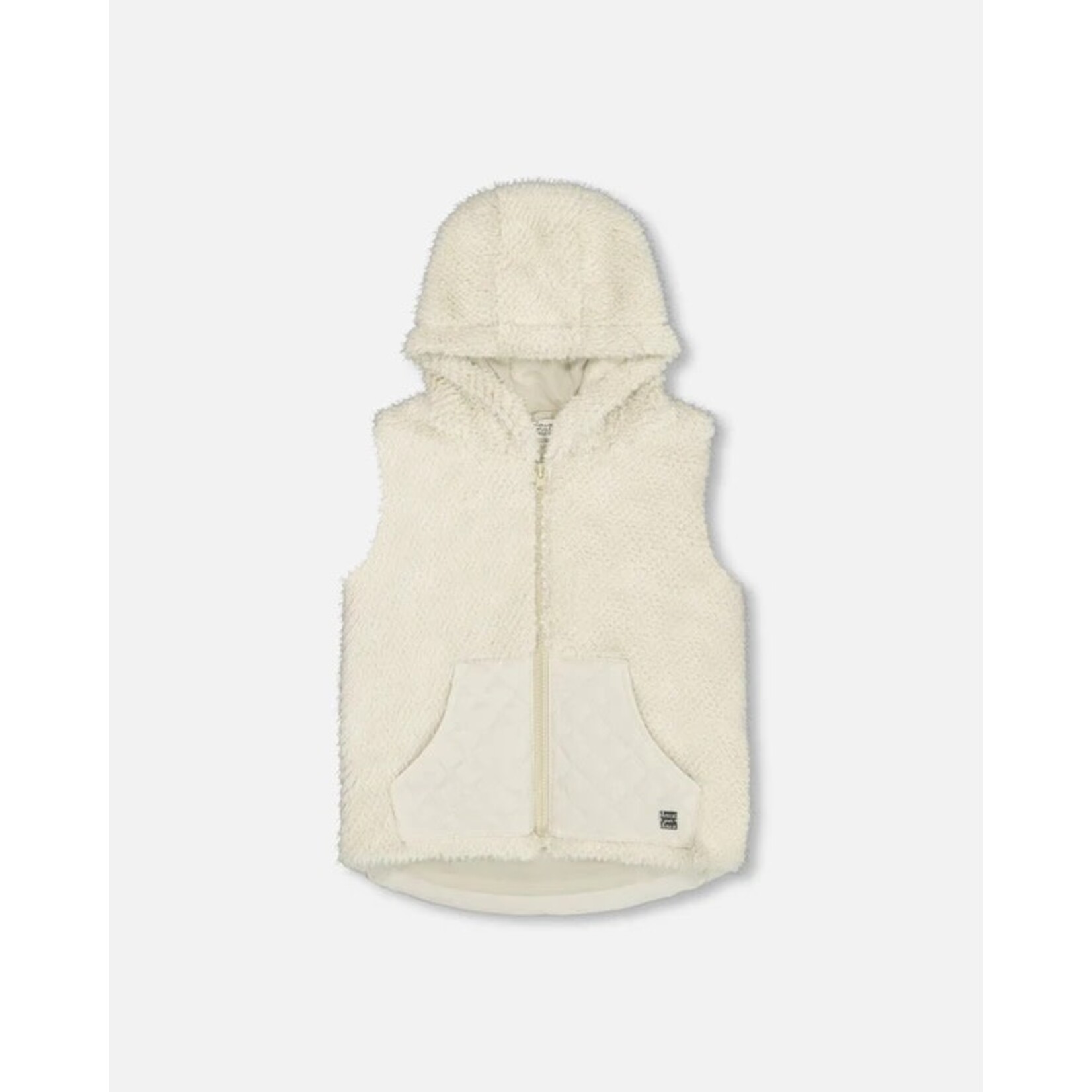 Deux par Deux DEUX PAR DEUX - Beige Faux Fur Hooded Sleeveless Vest 'Fresh Air'