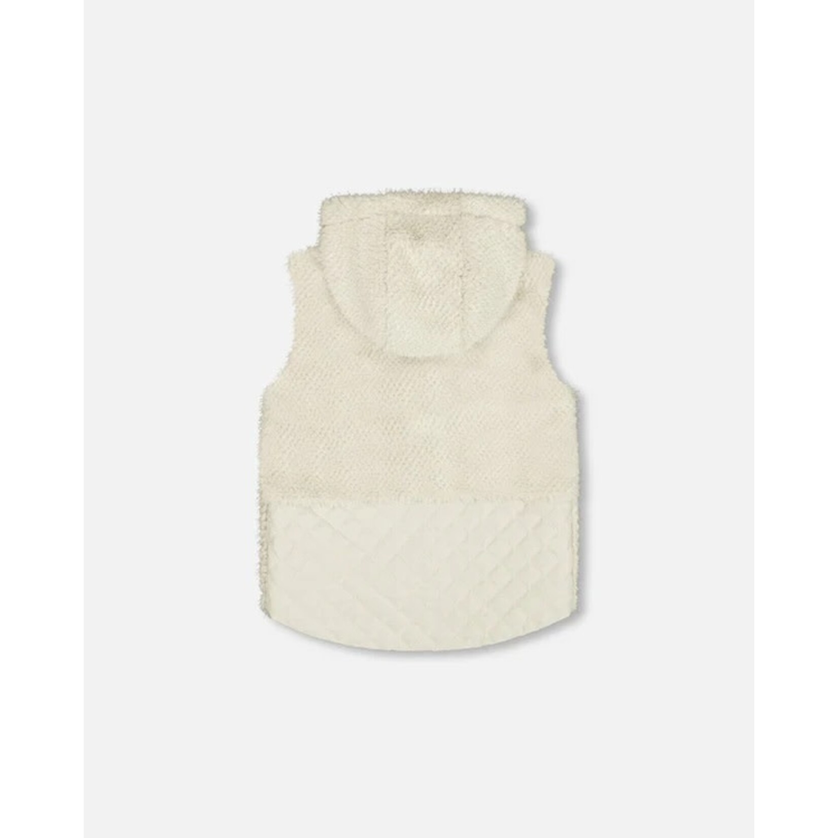 Deux par Deux DEUX PAR DEUX - Beige Faux Fur Hooded Sleeveless Vest 'Fresh Air'