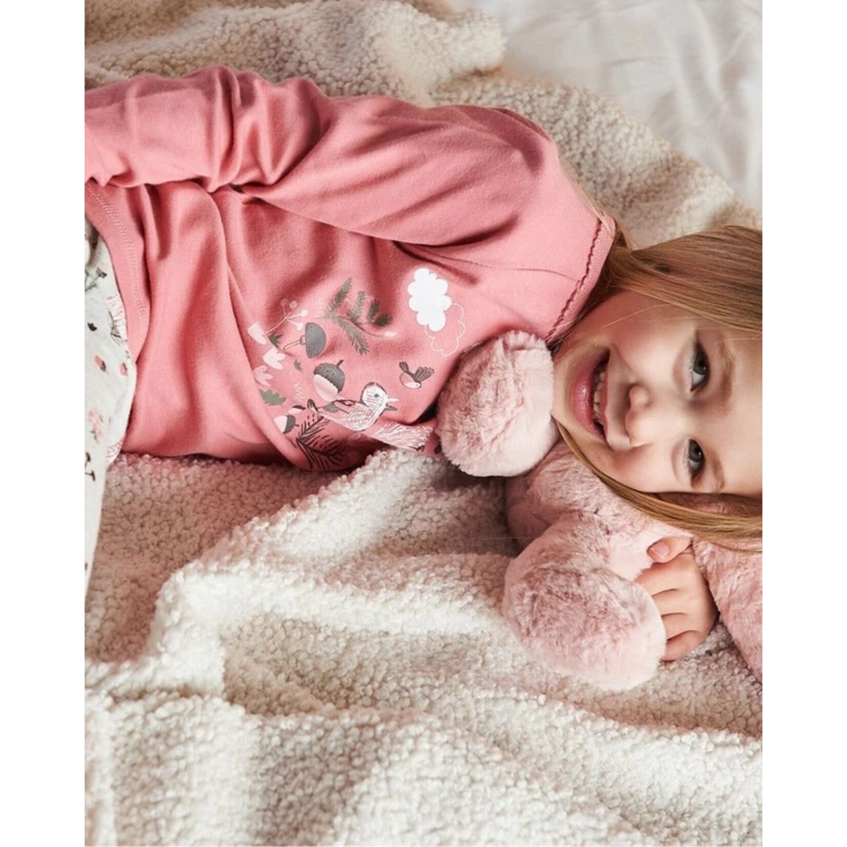 Deux par Deux DEUX PAR DEUX - Pink and Grey Organic Cotton Two-Piece Pyjama Set with Squirrel Print