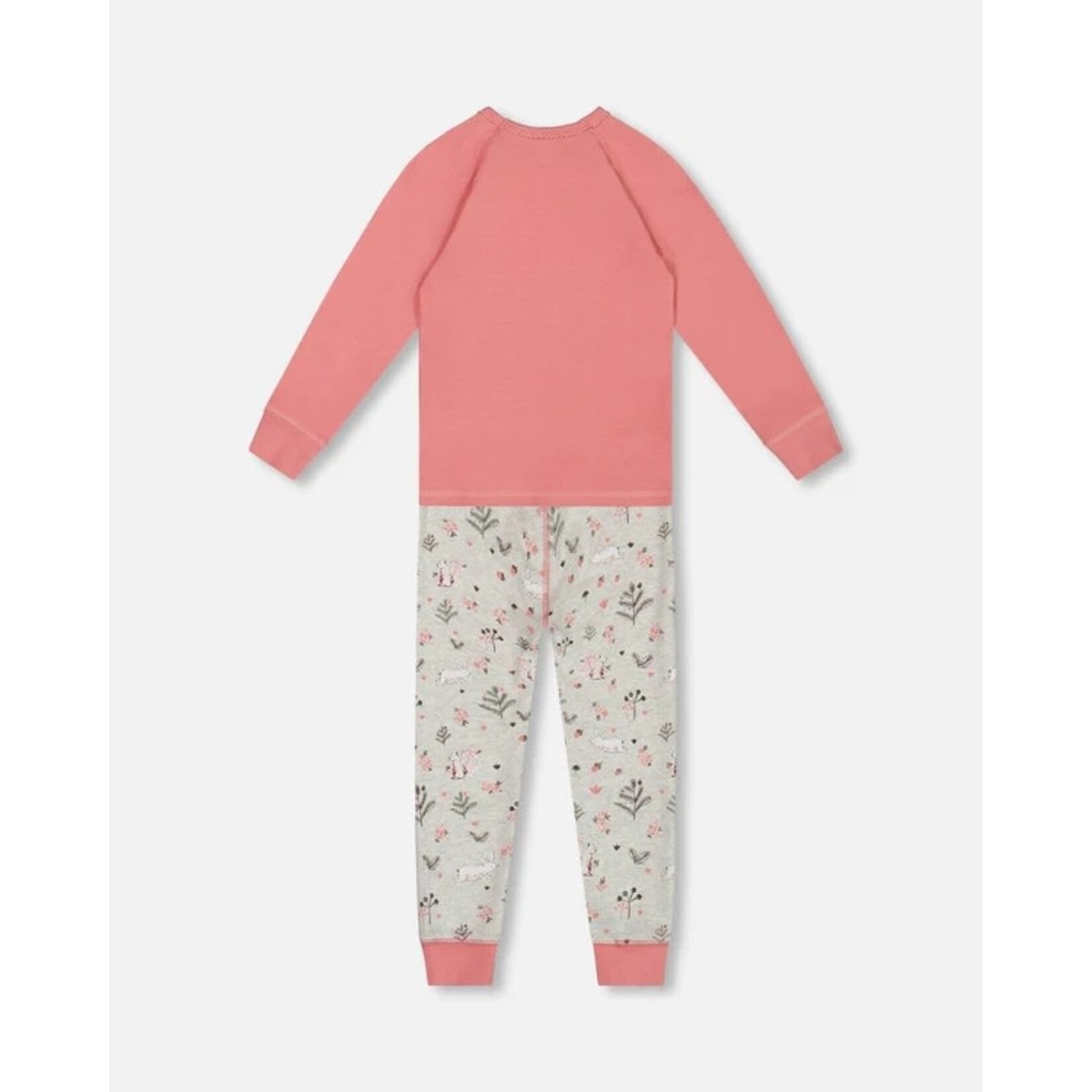 Deux par Deux DEUX PAR DEUX - Ensemble pyjama deux pièces en coton biologique rose et fris avec imprimé d'écureuils