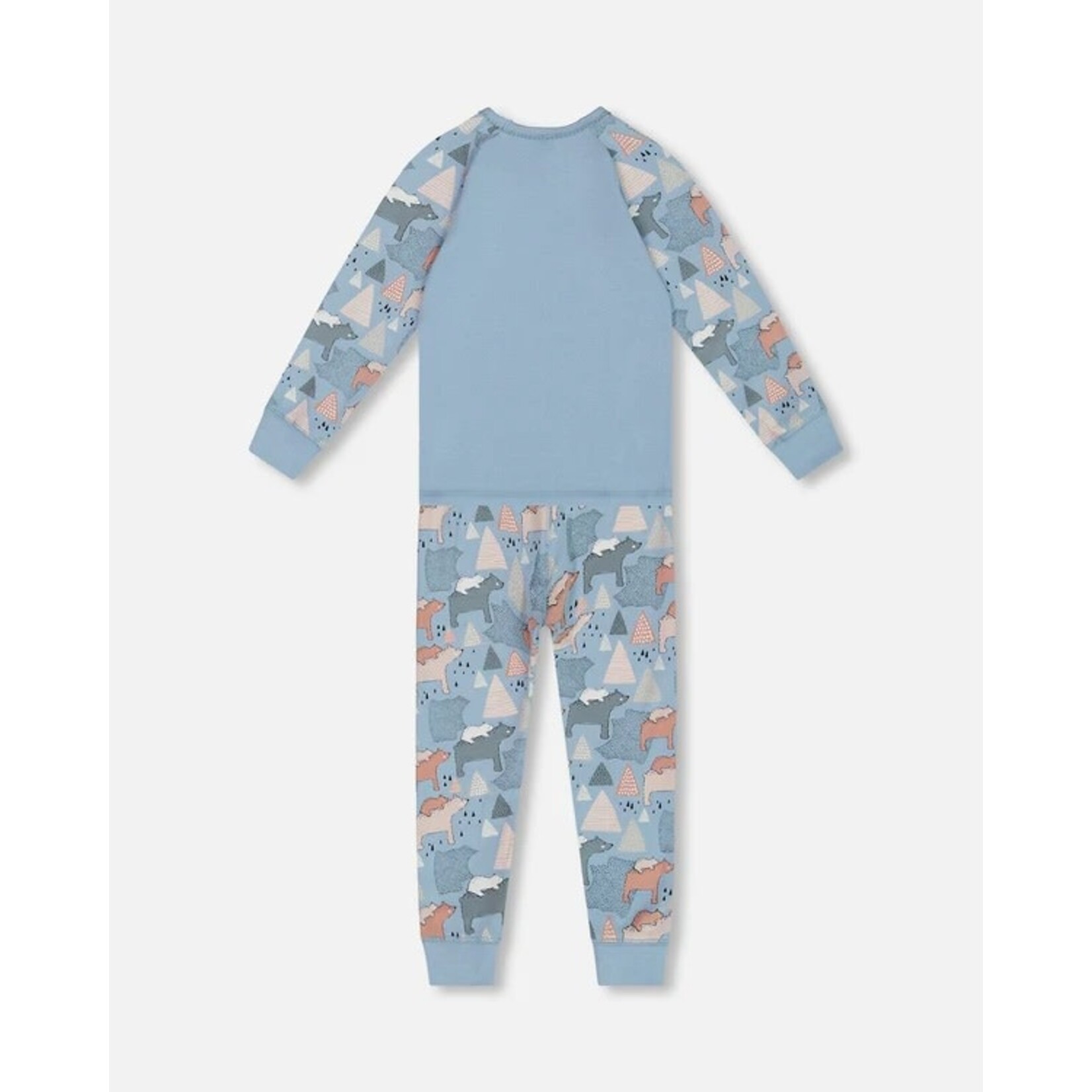 Deux par Deux DEUX PAR DEUX - Ensemble pyjama deux pièces en coton biologique bleu ciel avec imprimé maman ours