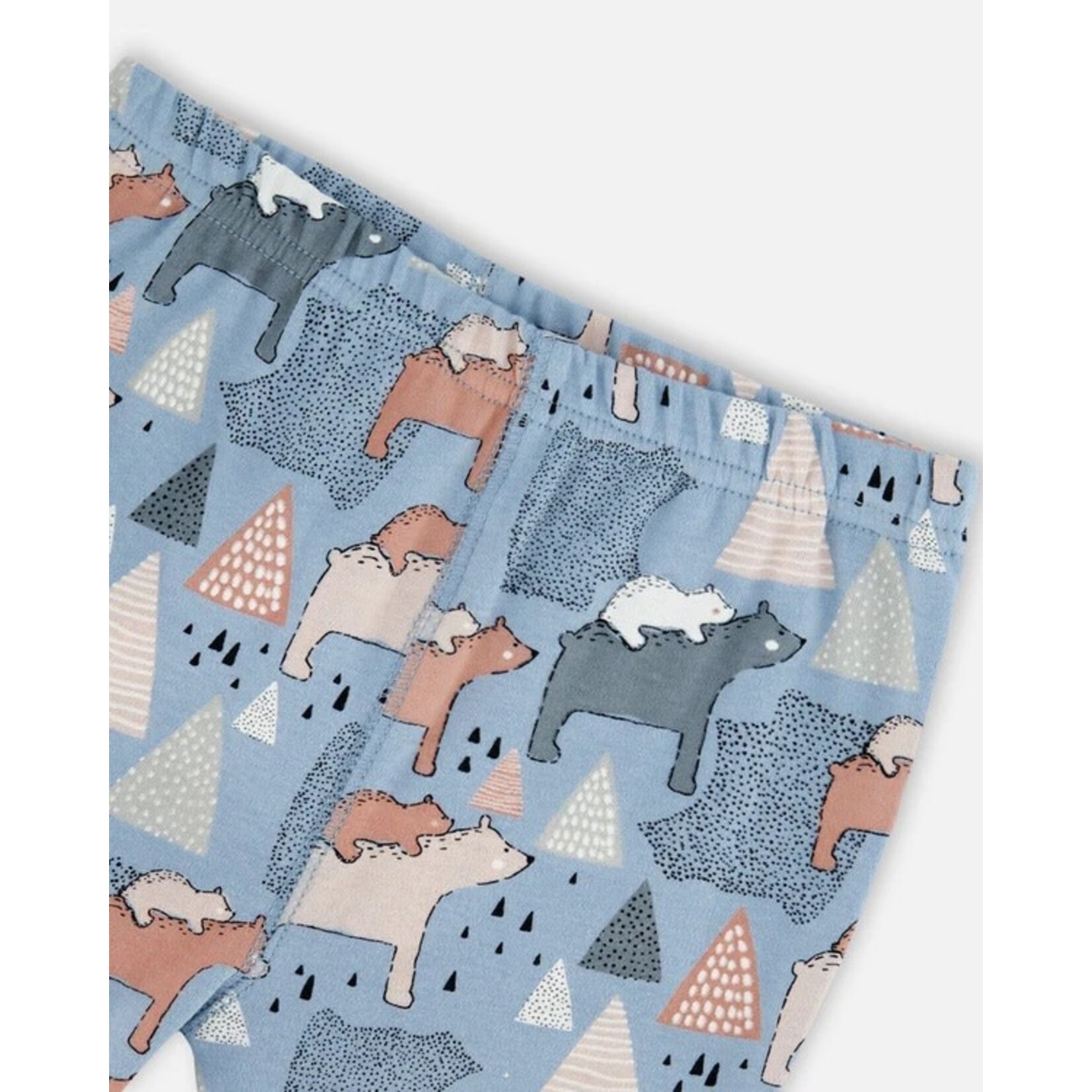 Deux par Deux DEUX PAR DEUX - Sky Blue Organic Cotton Two-Piece Pyjama Set with Mama Bear Print