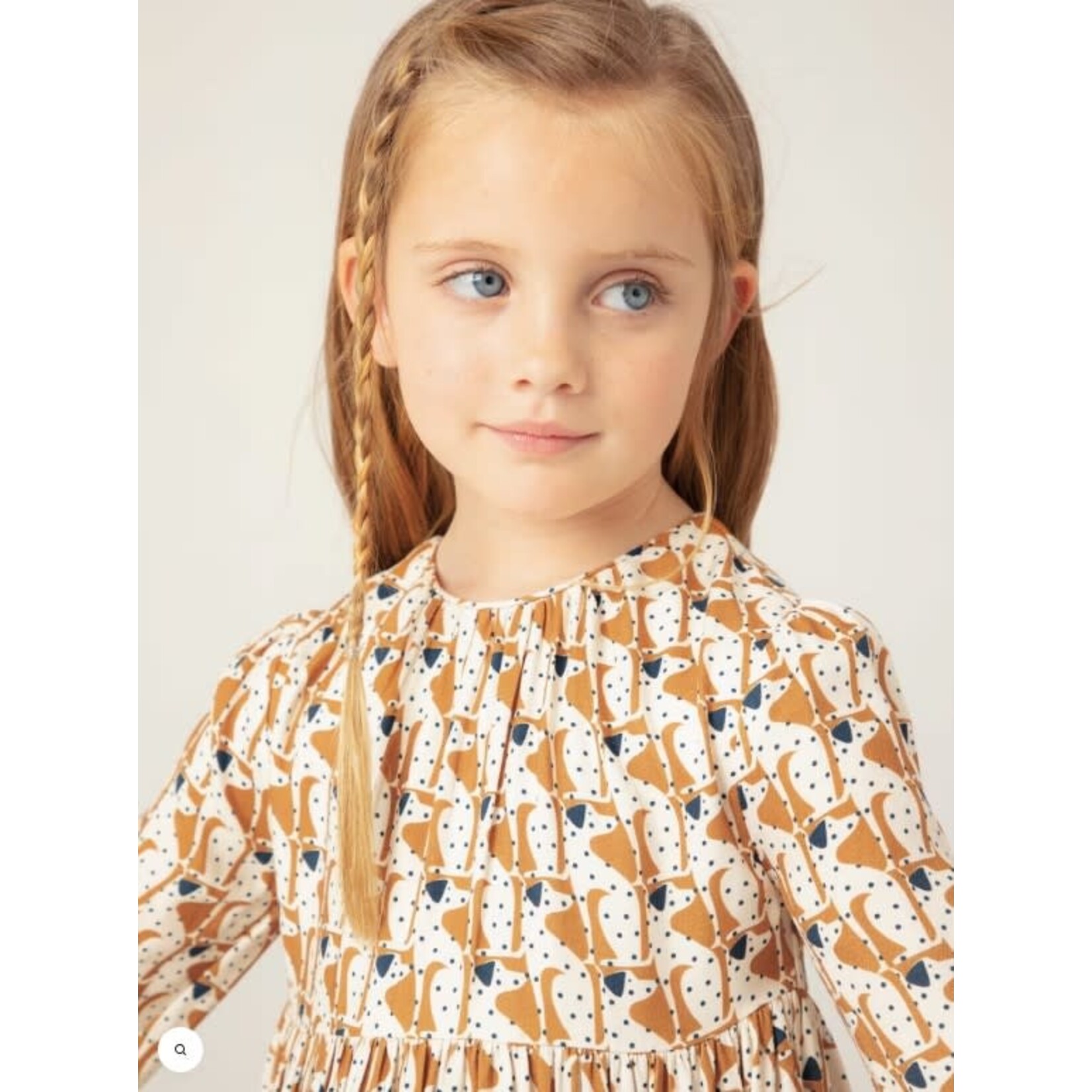 Mayoral MAYORAL - Longsleeve caramel-coloured dress with allover dog print