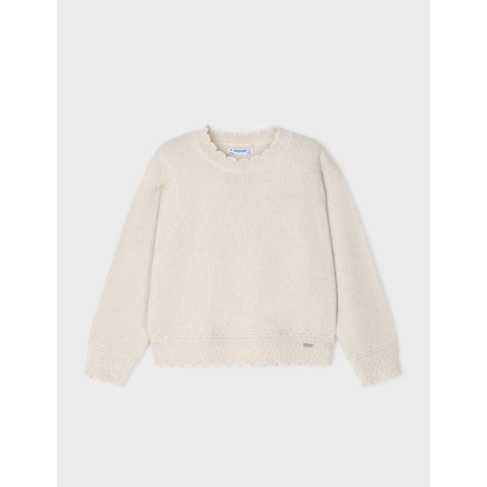 Mayoral MAYORAL -  Shimmering Beige Sweater with Detail on the Collar and Sleeves