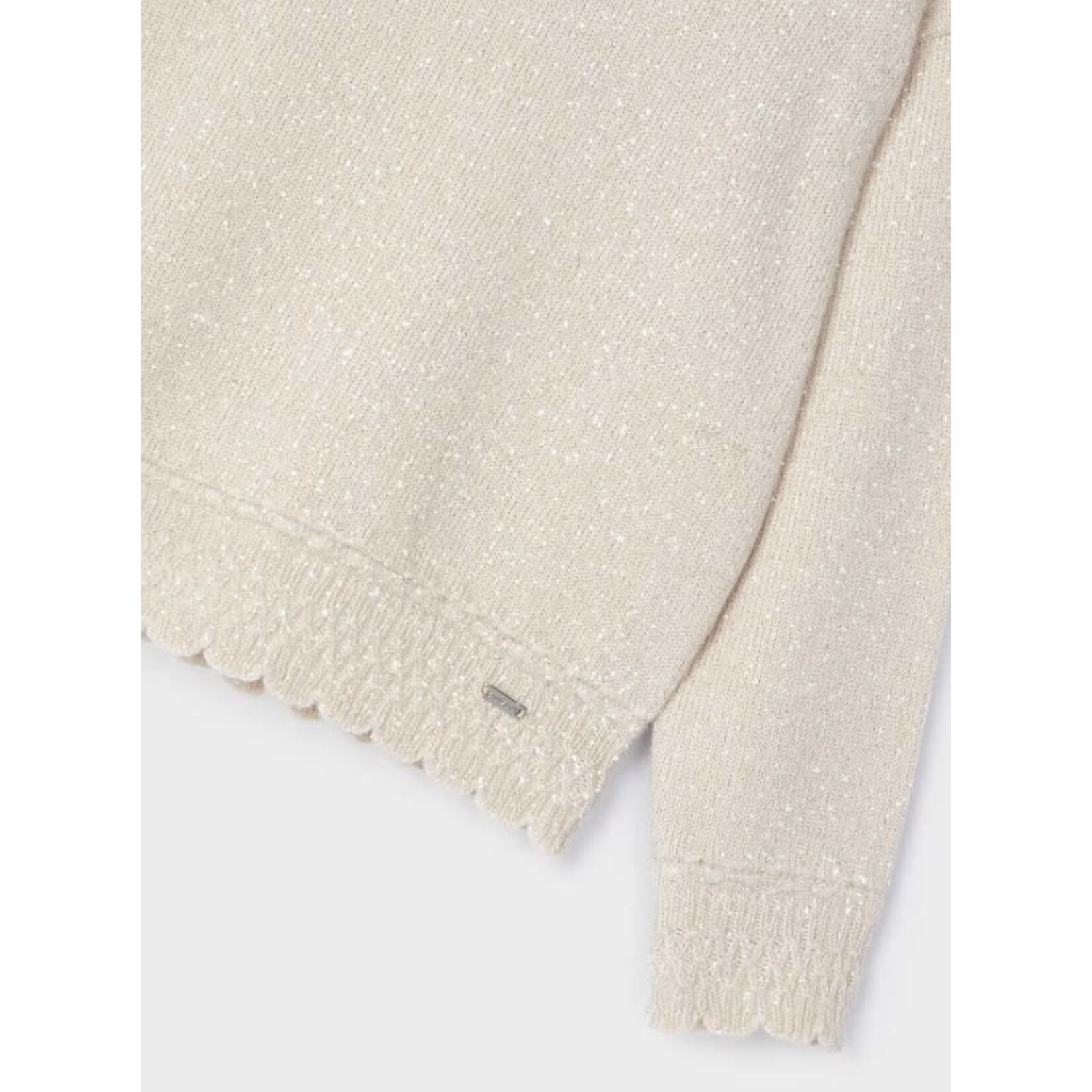 Mayoral MAYORAL -  Shimmering Beige Sweater with Detail on the Collar and Sleeves