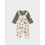 Mayoral MAYORAL - Two-piece set - Olive green sweater and overalls with countryside print