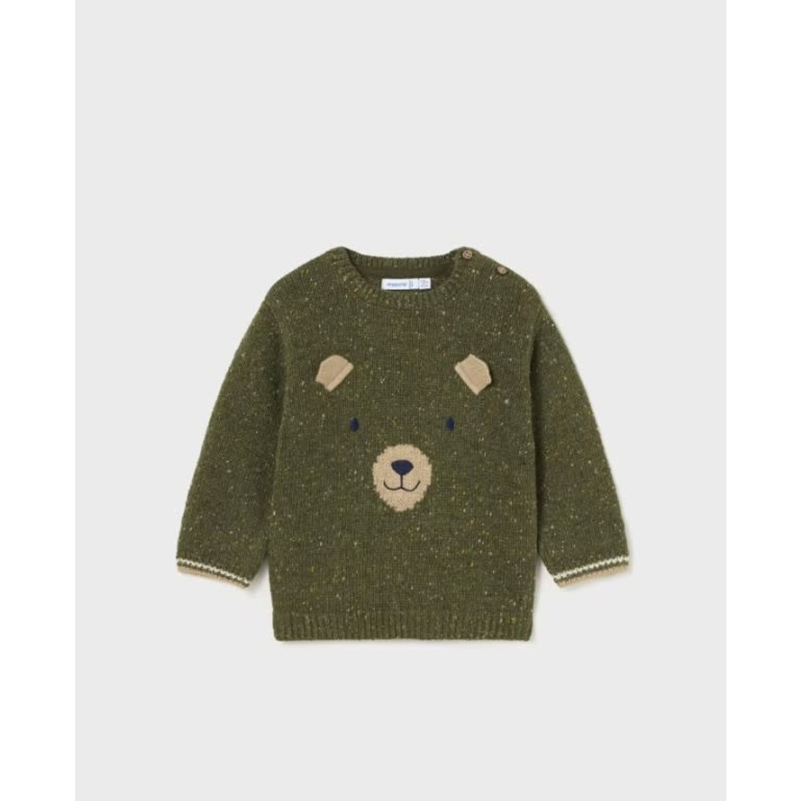 Mayoral MAYORAL - Forest green knit sweater with bear face