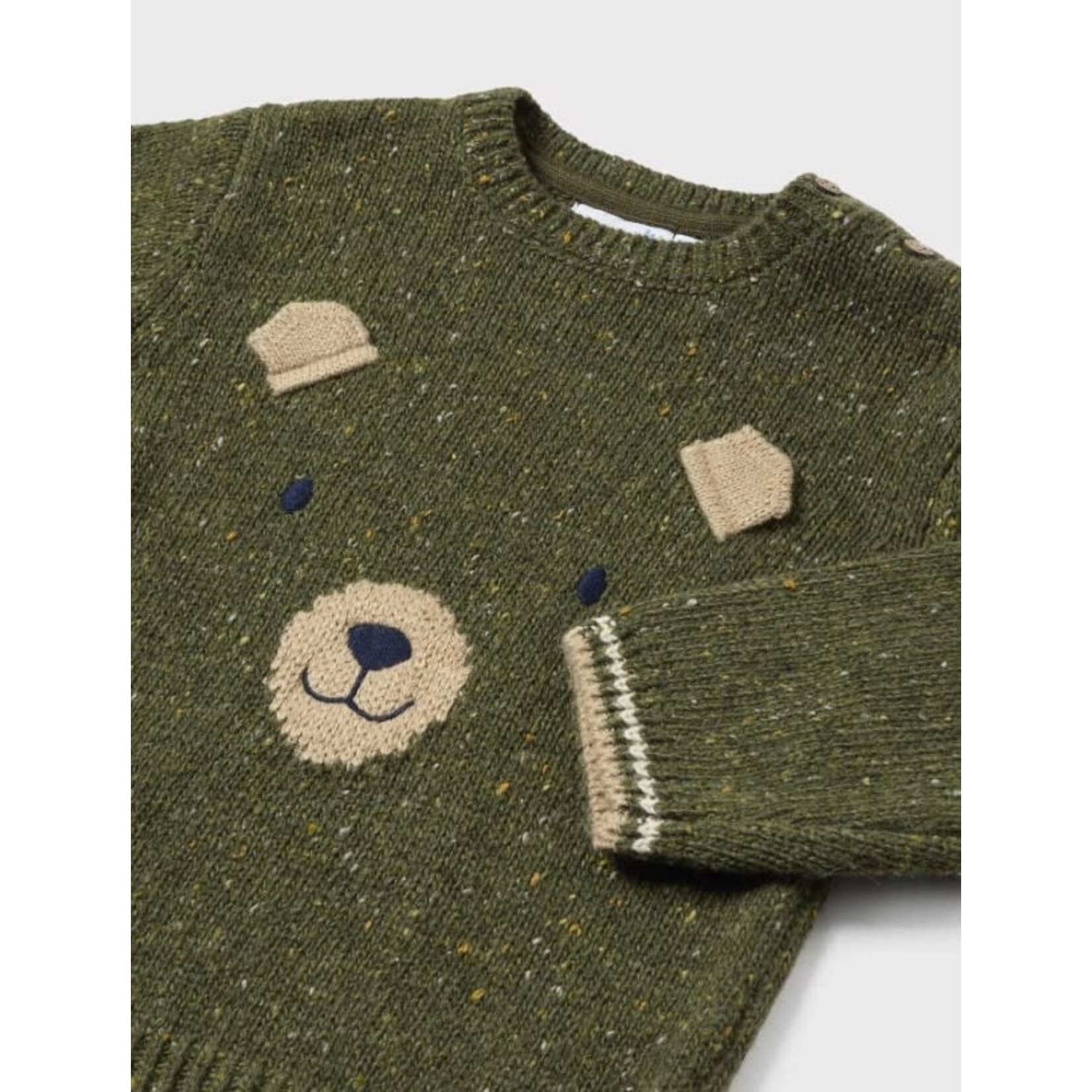 Mayoral MAYORAL - Forest green knit sweater with bear face