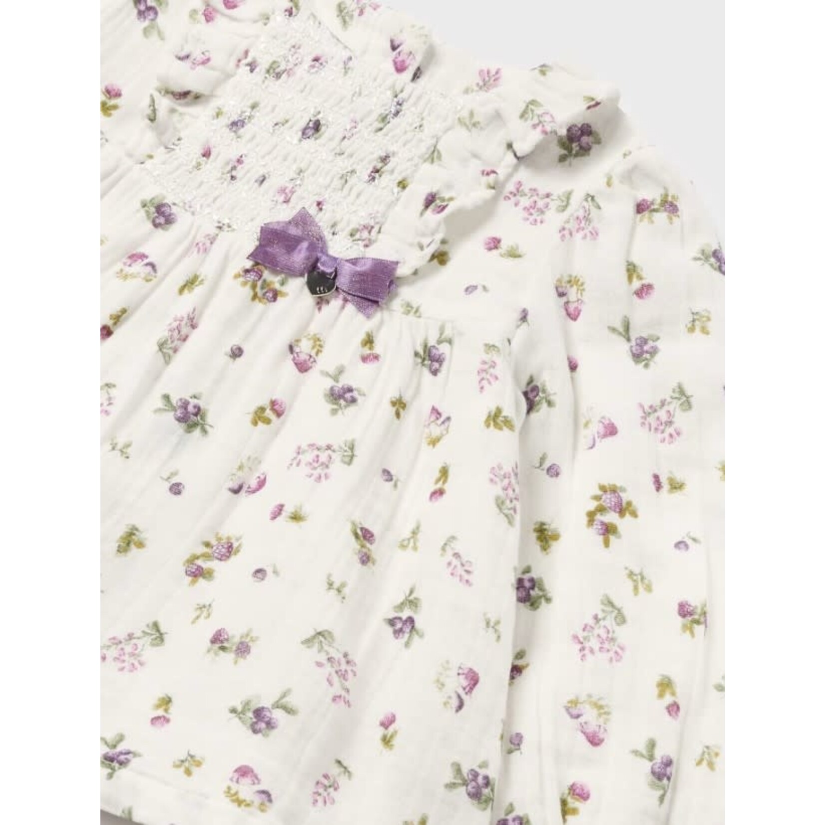 Mayoral MAYORAL - Floral chiffon blouse with decorative lilac bow