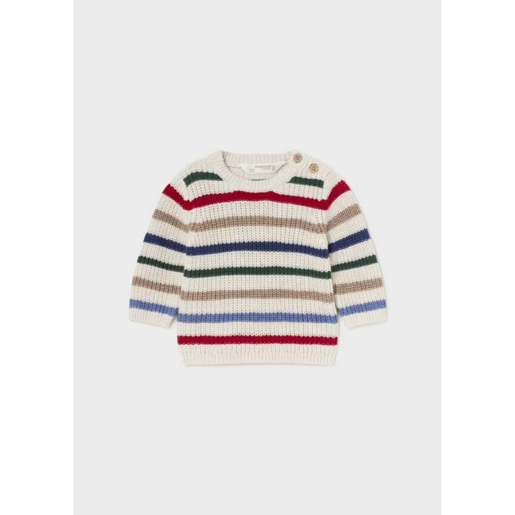 Mayoral MAYORAL - Off-white Knit Sailor Sweater with Multicolor Stripes