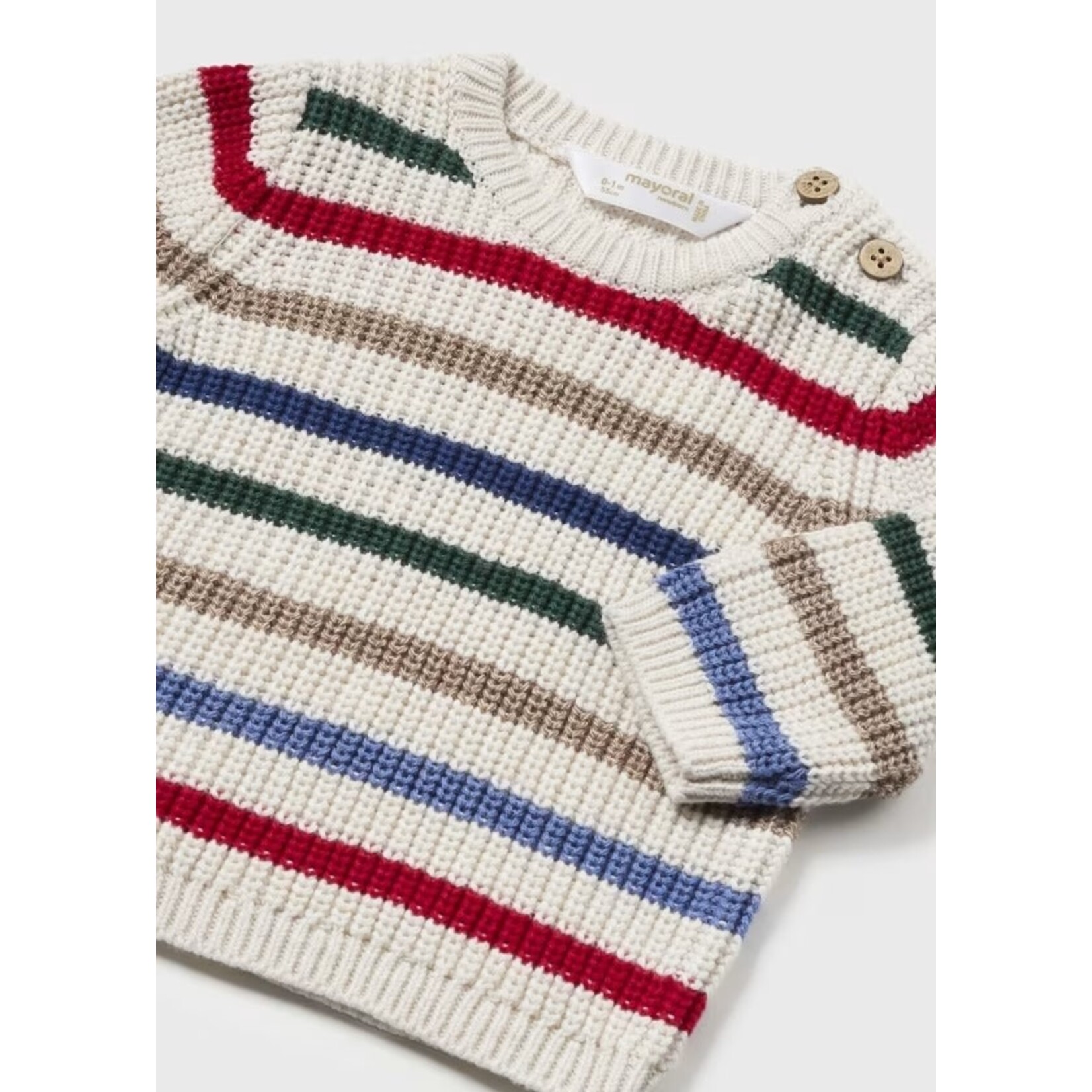 Mayoral MAYORAL - Off-white Knit Sailor Sweater with Multicolor Stripes