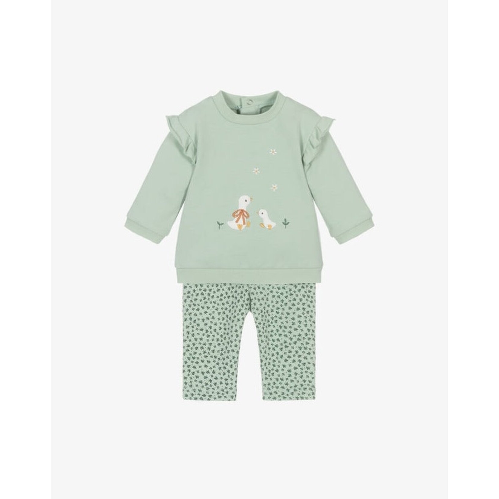 Mayoral MAYORAL -Two piece kit - Light green longsleeve shirt with ducks and legging with flower print