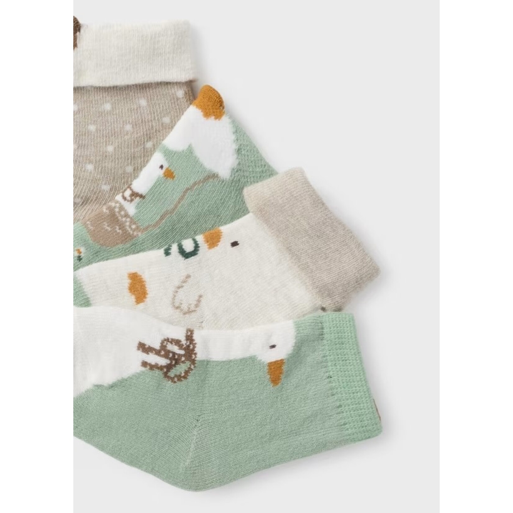 Mayoral MAYORAL - Set of 4 pairs of baby socks 'Ducks - Cream - Green - Latté'