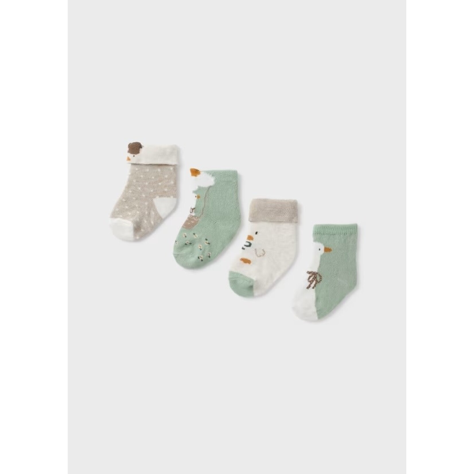 Mayoral MAYORAL - Set of 4 pairs of baby socks 'Ducks - Cream - Green - Latté'