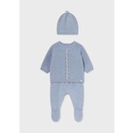 Mayoral MAYORAL - 3-Piece Set - Blue Knit Sweater, Footed Pants and Hat