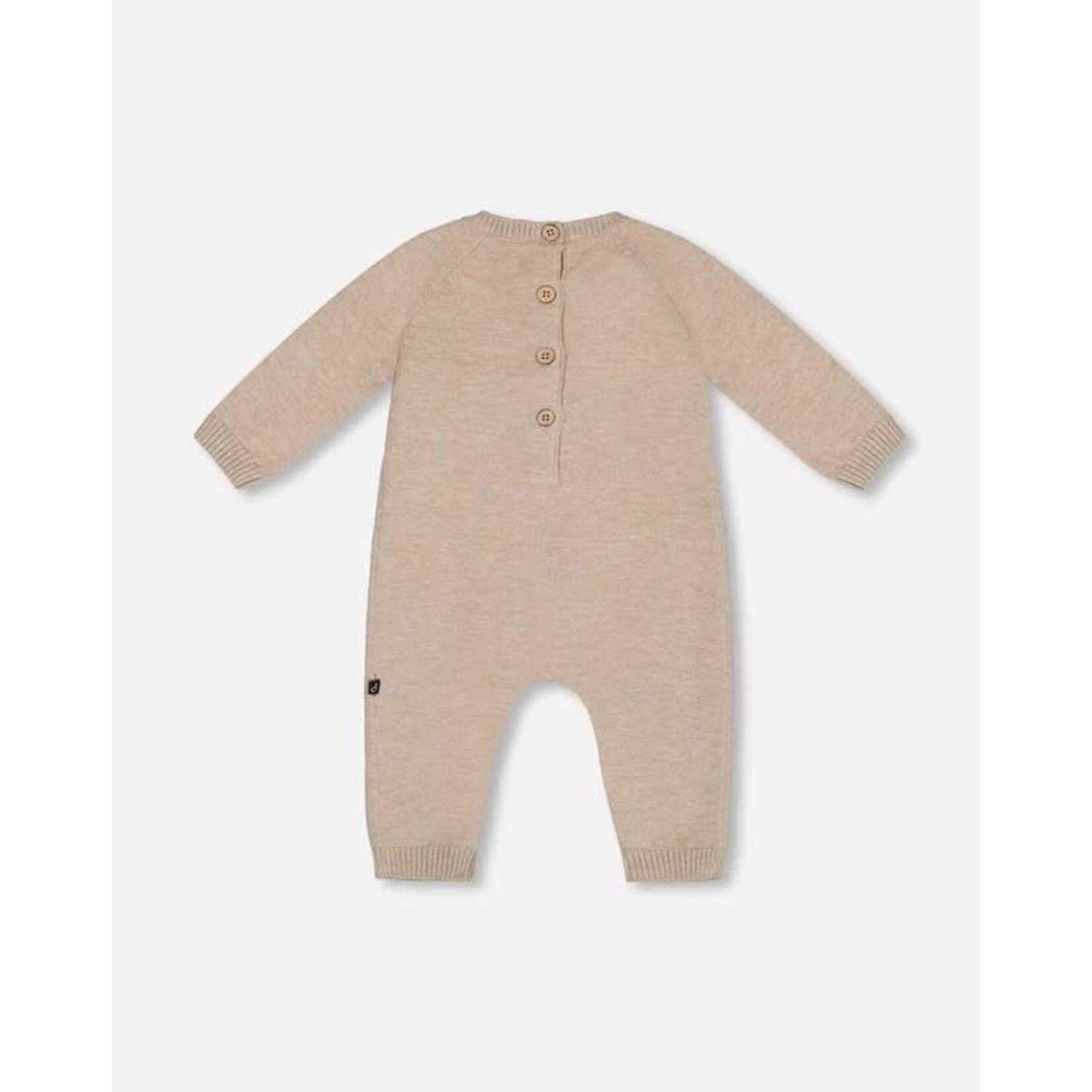 Deux par Deux DEUX PAR DEUX - Knit jumpsuit with sand-colored bear jacquard