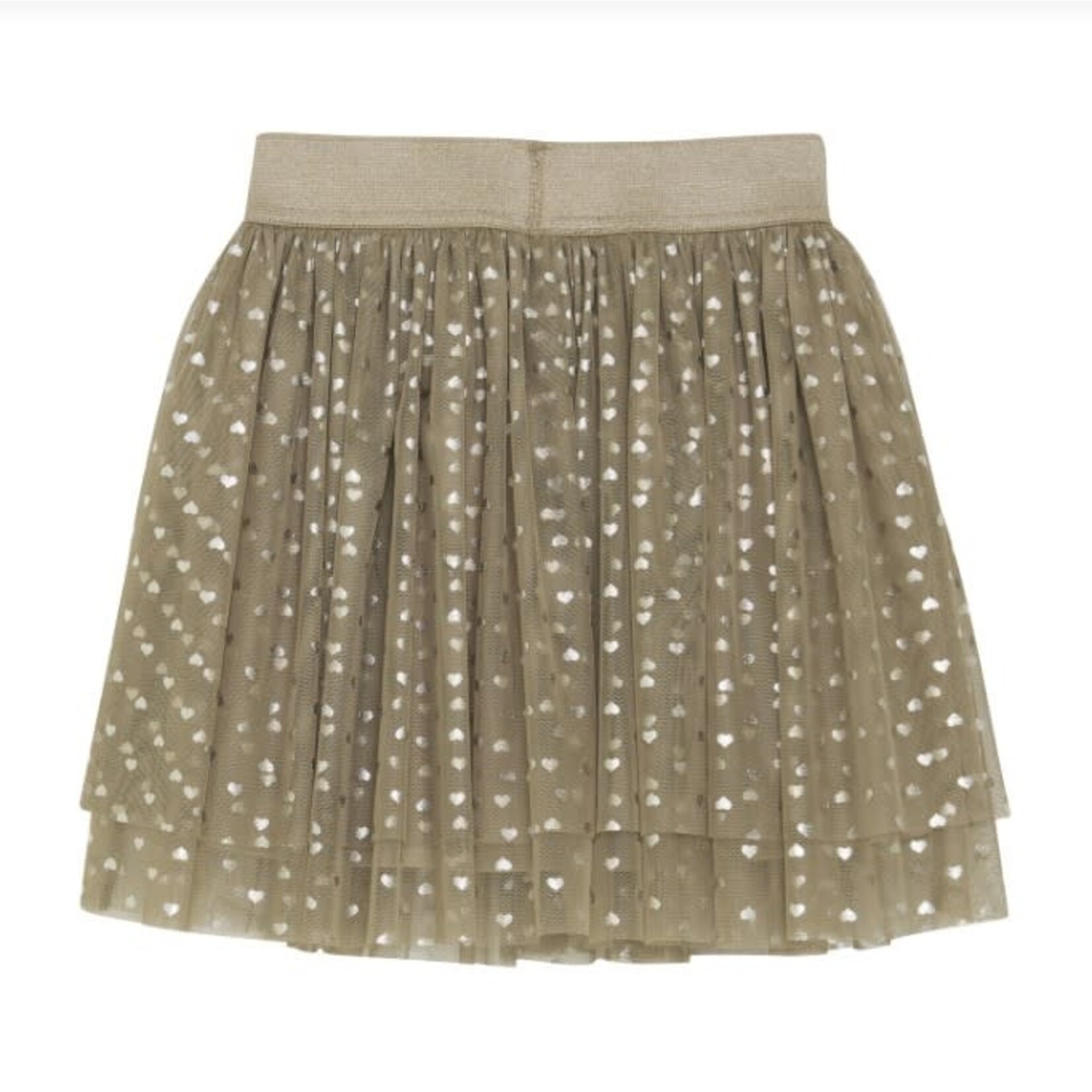 Minymo MINYMO -  Tulle skirt with gold heart pattern and gold waist band