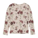 Minymo MINYMO - Pale pink sweater with floral print and slightly puffed shoulders