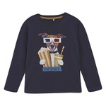 Minymo MINYMO - Navy sweater with print of a dog going to the cinema