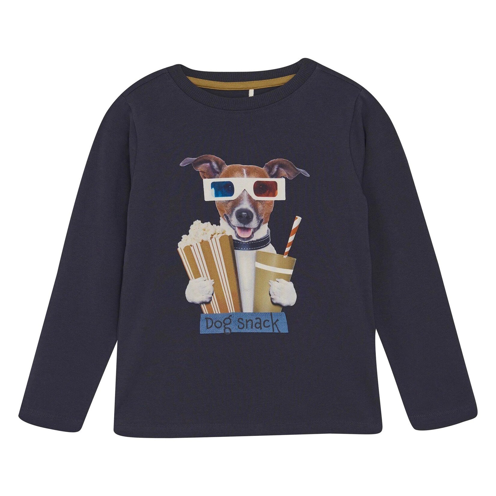 Minymo MINYMO - Navy sweater with print of a dog going to the cinema