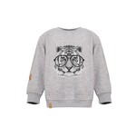 L&P L&P - Heather gray cotton sweater with tiger in glasses print