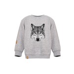 L&P L&P - Heather gray cotton sweater with wolf print with glasses