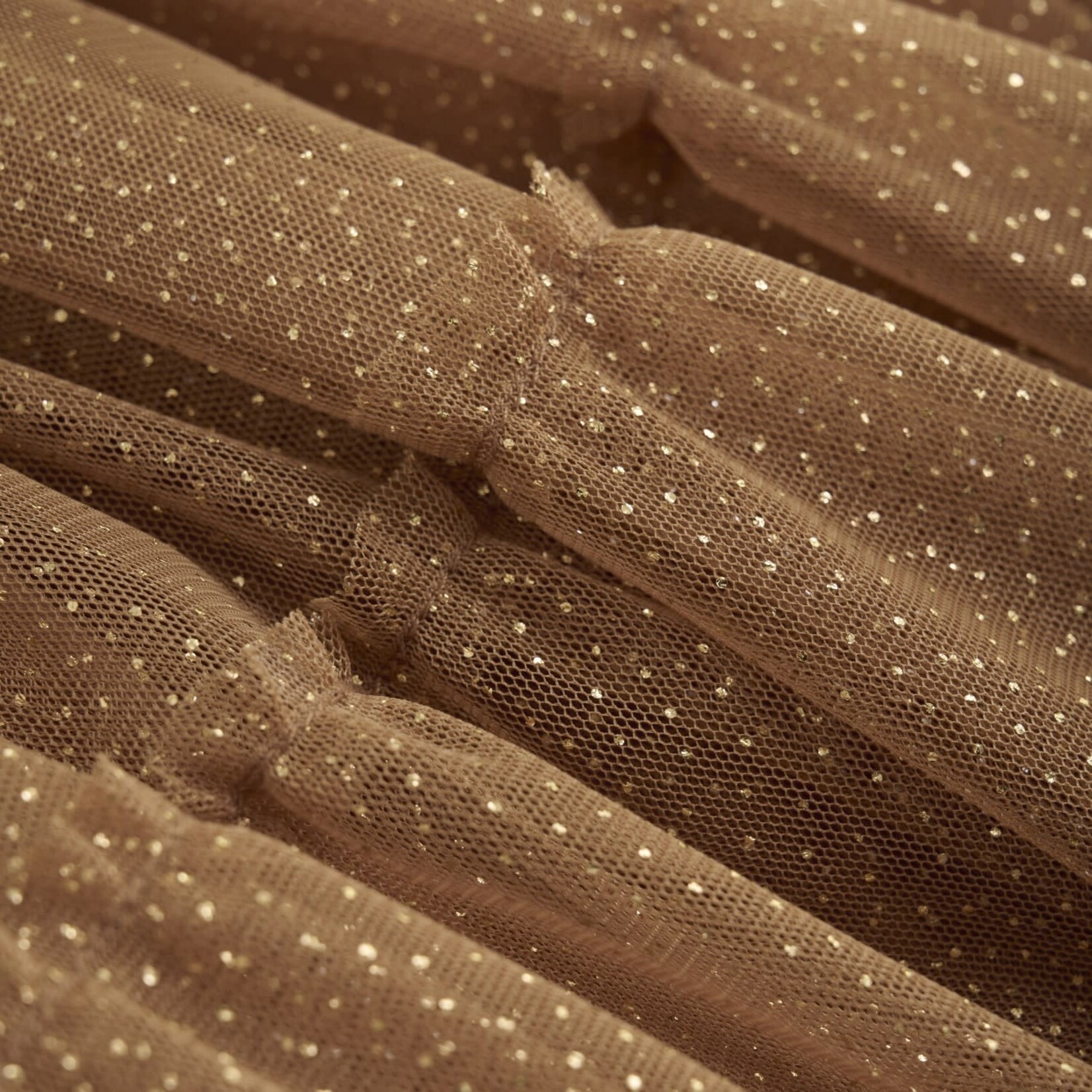 Minymo MINYMO - Brown tulle skirt with gold sparkles