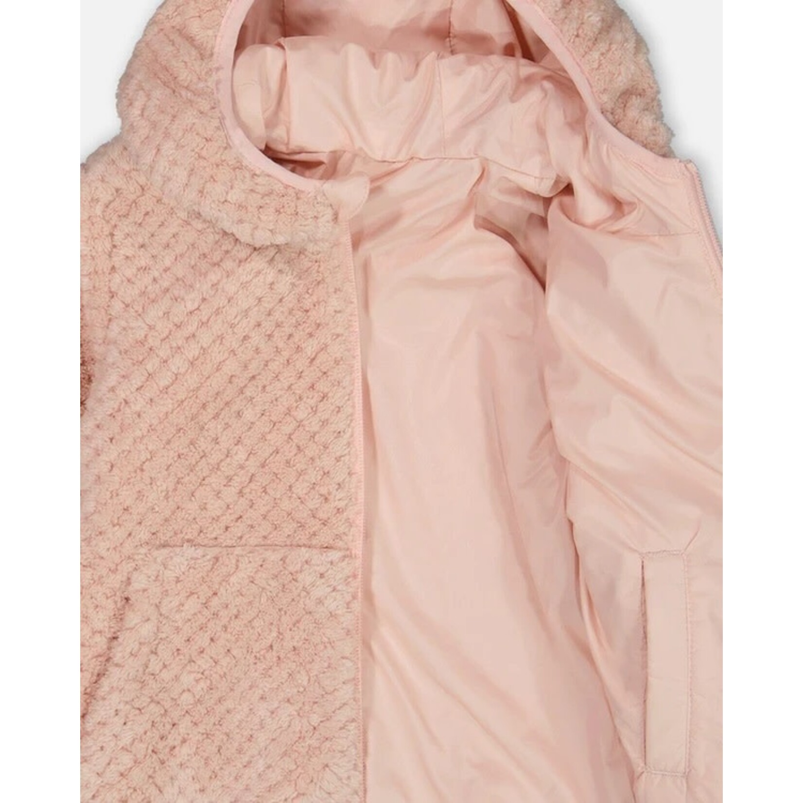 Deux par Deux DEUX PAR DEUX - Manteau mi-saison réversible rose en peluche