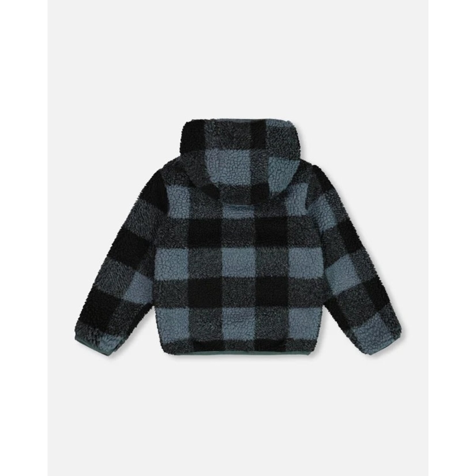 Deux par Deux DEUX PAR DEUX - Reversible Sherpa Jacket Blue And Black Plaid