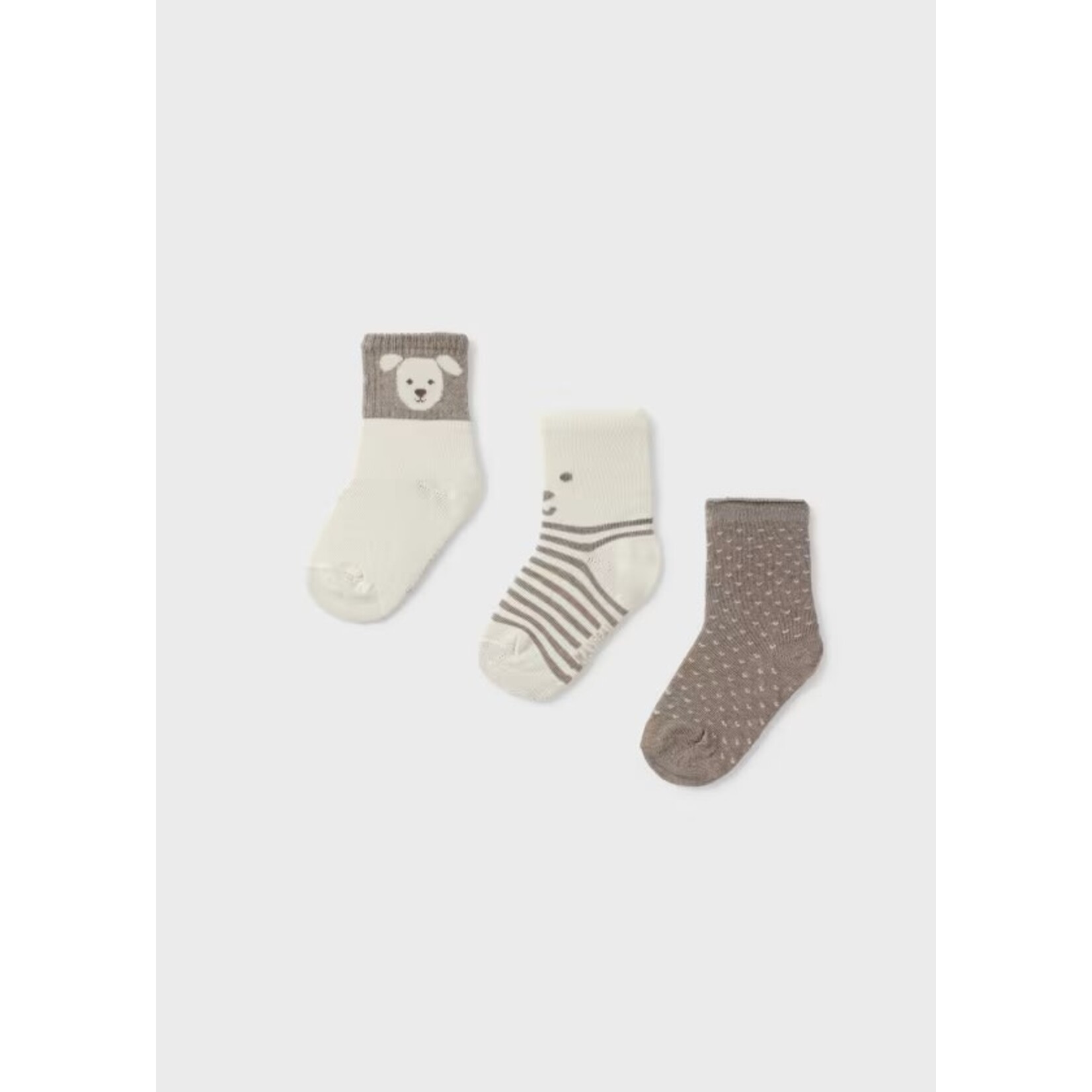 Mayoral MAYORAL - Lot de 3 paires de chaussettes pour bébé 'Chiens - beige chiné et blanc crème'