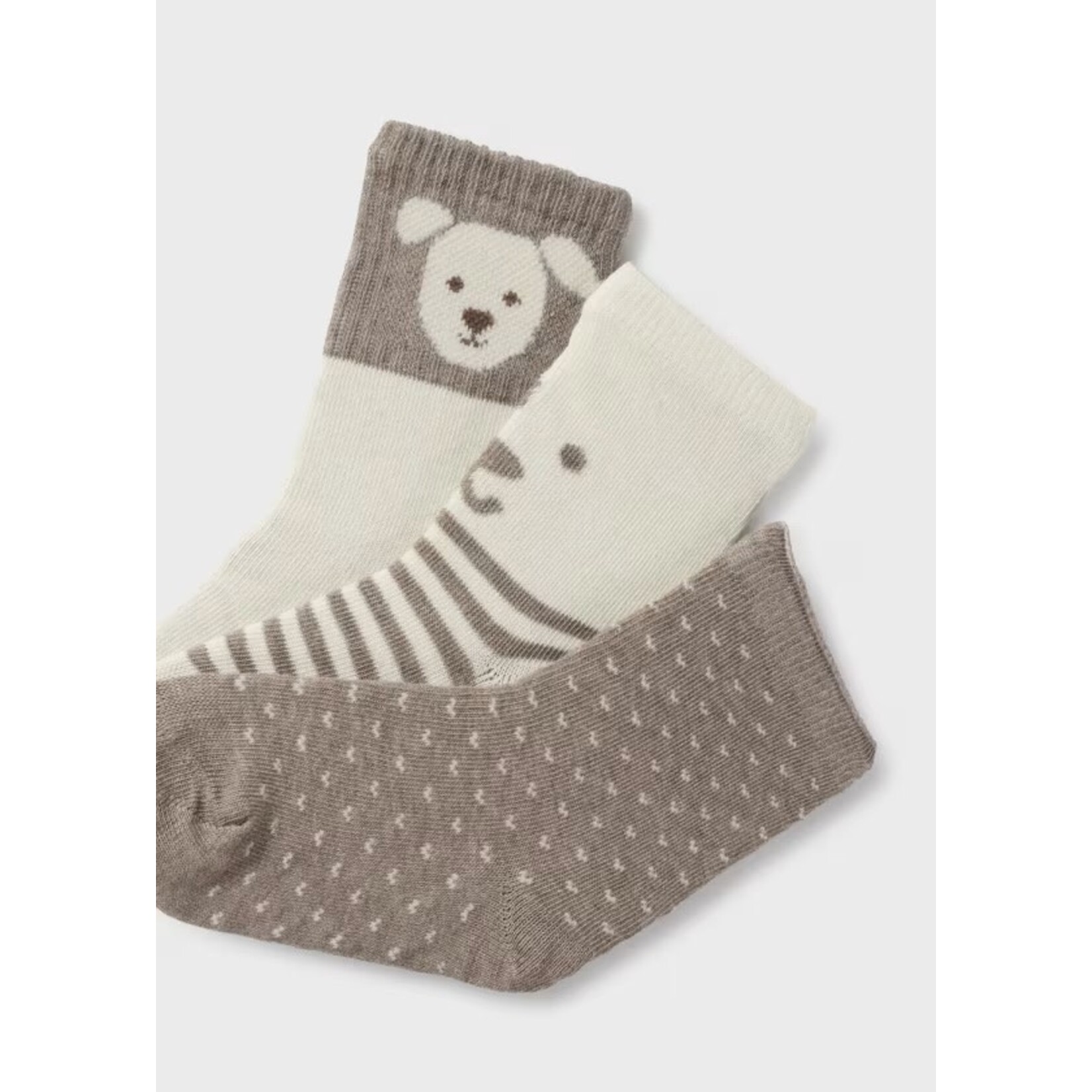 Mayoral MAYORAL - Lot de 3 paires de chaussettes pour bébé 'Chiens - beige chiné et blanc crème'