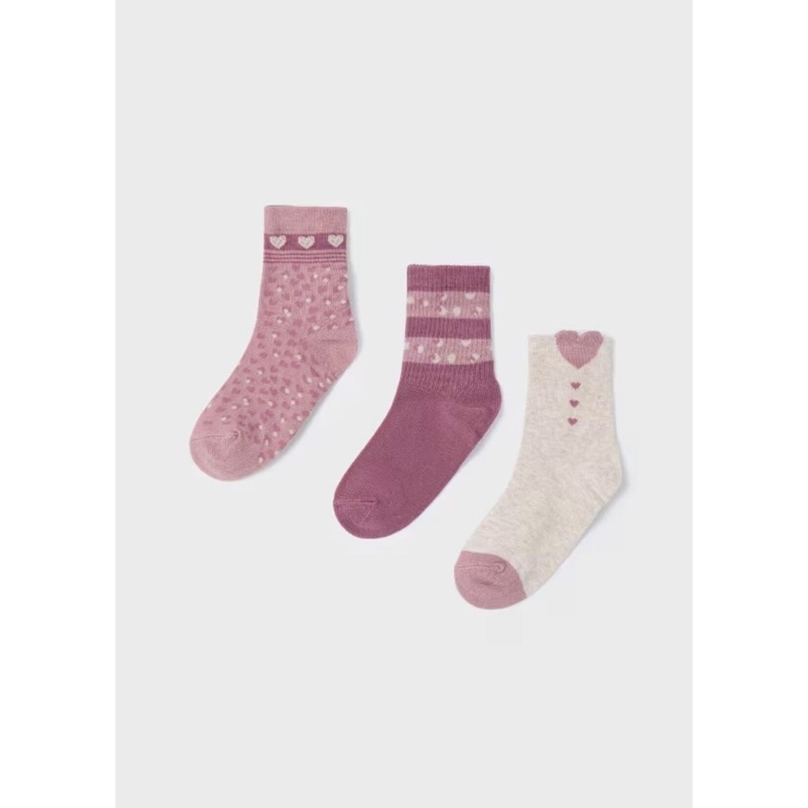 Mayoral MAYORAL - Set of 3 pairs of socks 'Hearts - Pink/creamy white'