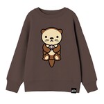 Whistle & Flute WHISTLE AND FLUTE - Espresso coloured sweatshirt with sea otter print  'Kawaii - Sea Otter'