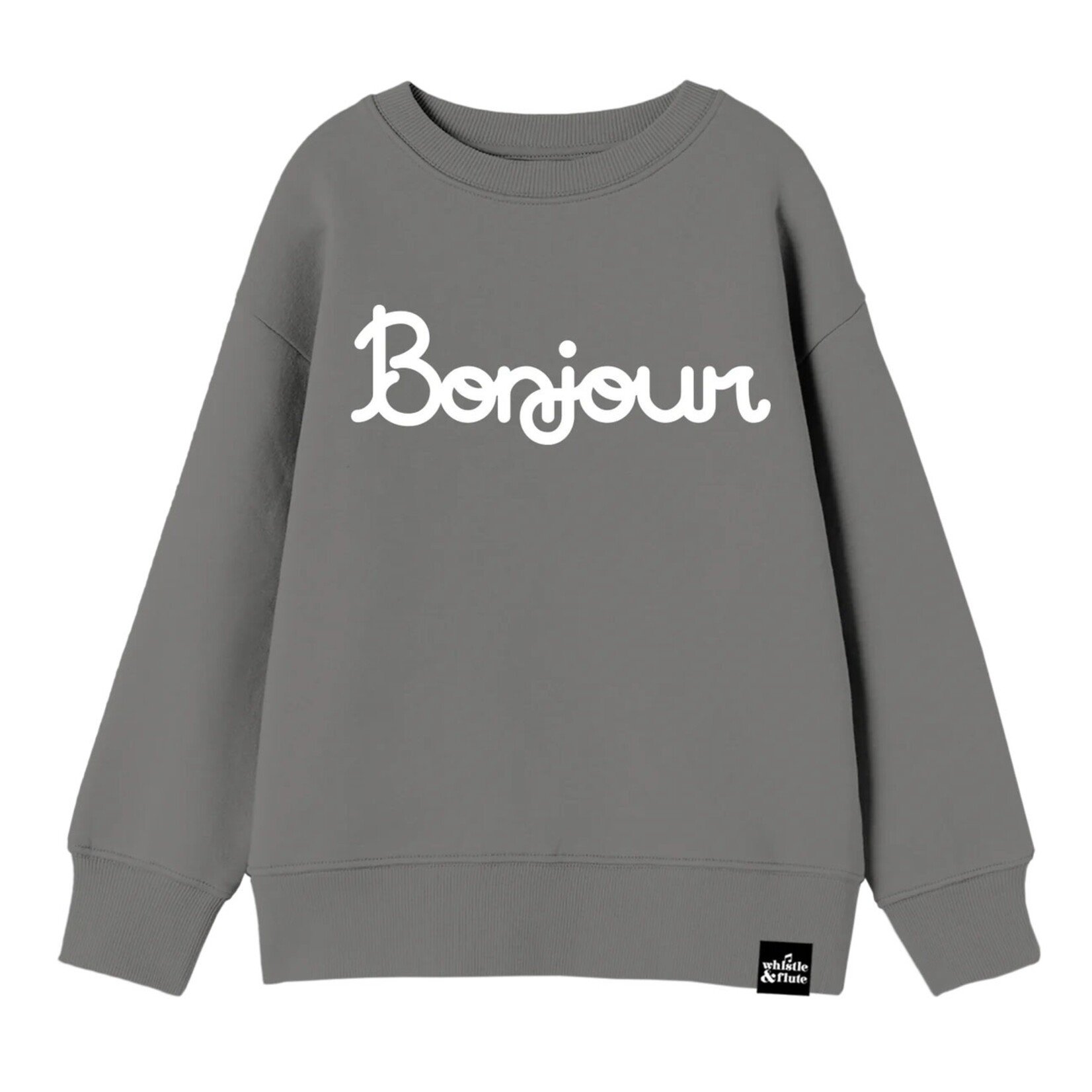 Whistle & Flute WHISTLE AND FLUTE - Light grey sweatshirt 'Bonjour'